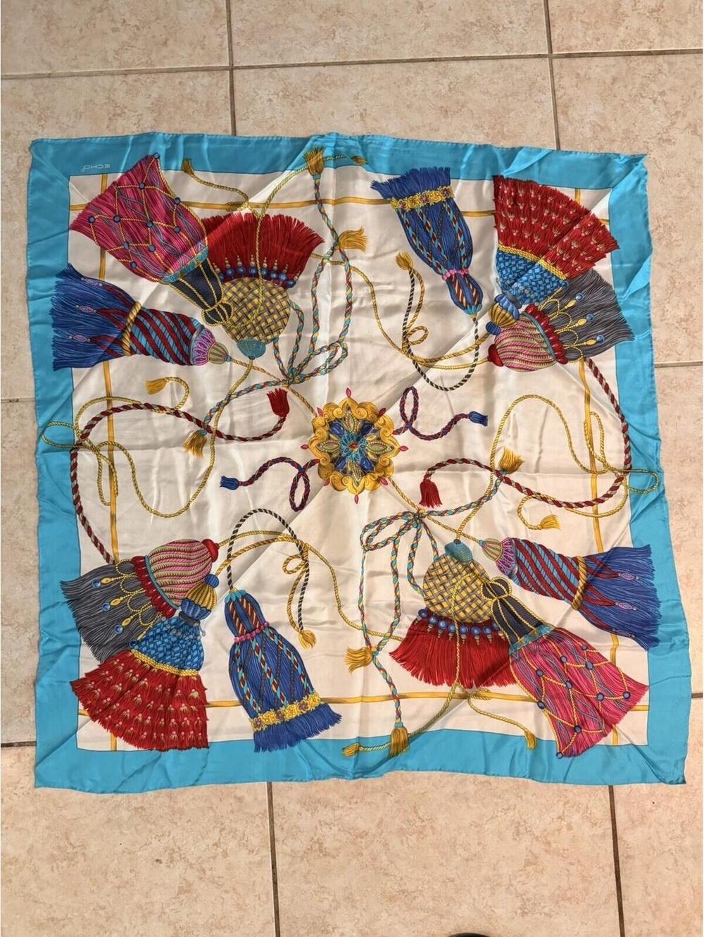 VTG Echo 100% Silk Tassel Rope Scarf Made in Italy